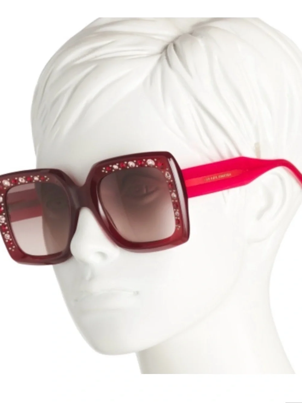 Carolina Herrera Burgundy Crystal Square Sunglasses